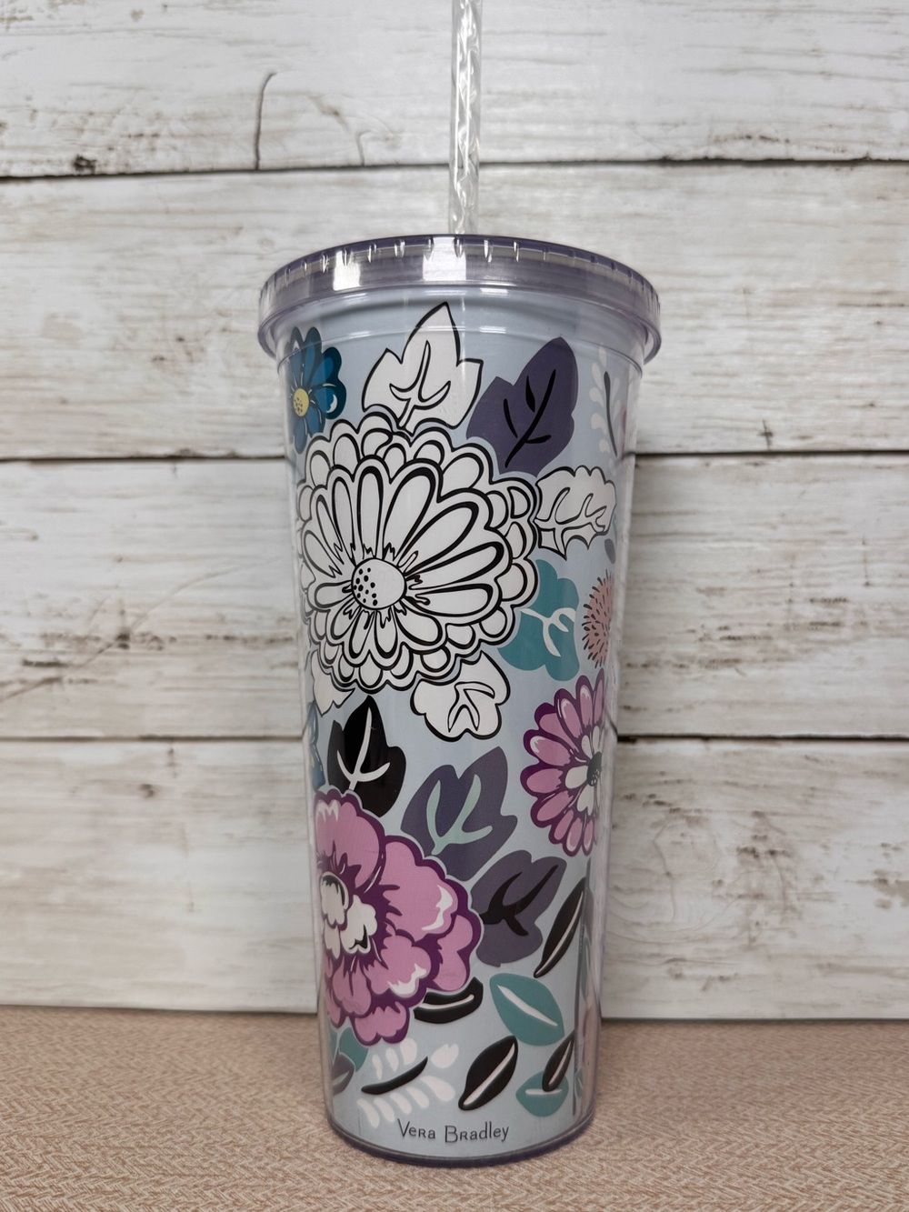 Vera Bradley | Flourishing Garden | 24oz Double Wall Tumbler | Floral | Blue